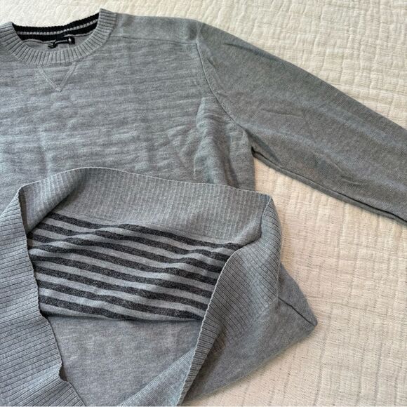 Smartwool Sweater Men's Size Large Gray Crewneck Striped Merino Wool Blend - Picture 9 of 9